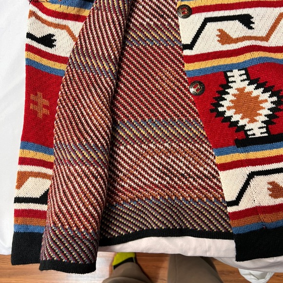 Magnolia Lane Aztek Med Red Southwestern Geometric Open Front Cardigan Sweater - Picture 10 of 12